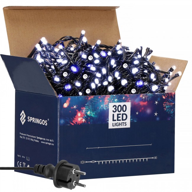 Гирлянда уличная (наружная) Springos 24 м 300 LED + Flash CL0329 Cold White