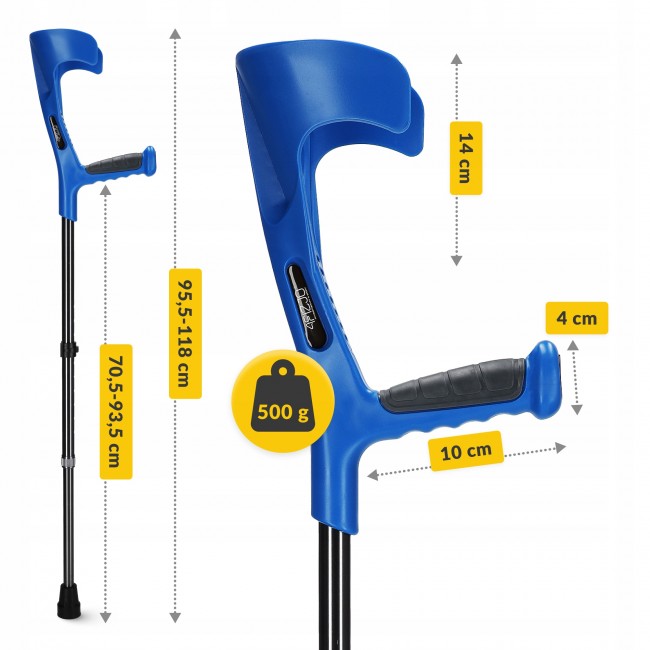 Костыли ортопедические 4FIZJO MED 2 шт с опорой для локтя, регулируемые Blue (P-5905973403597)