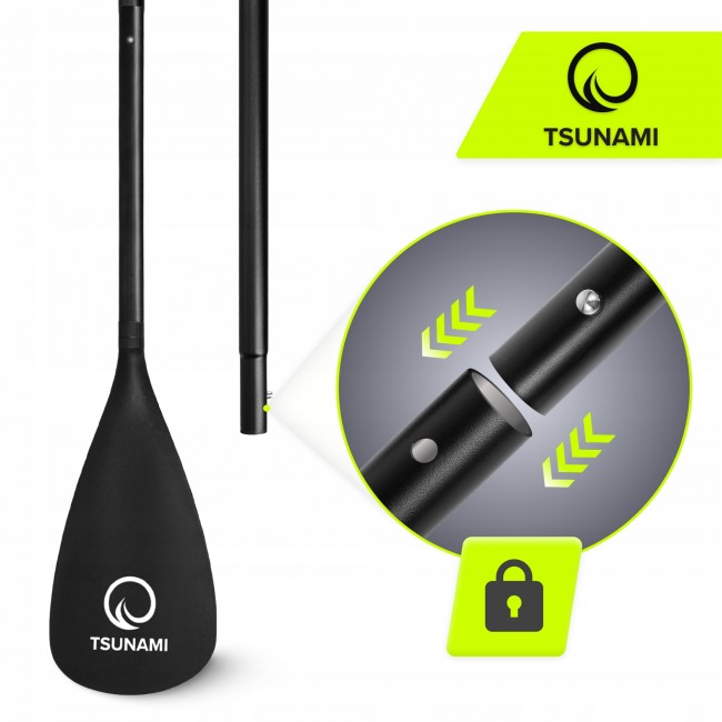 Весло для SUP-доски TSUNAMI 160-215 см, регулируемое, складное, Black (P-5907739316462)