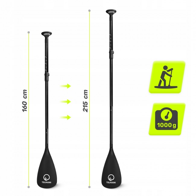 Весло для SUP-доски TSUNAMI 160-215 см, регулируемое, складное, Black (P-5907739316462)