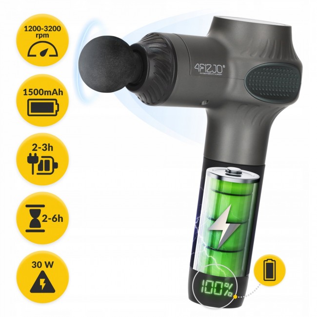 Ручной перкуссионный массажер 4FIZJO Massage Gun Active 30 Вт массажный пистолет (P-5907739319937)
