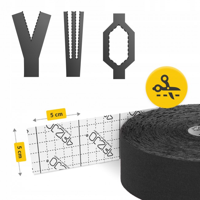 Стрічка кінезіологічна (кінезіо тейп) 4FIZJO 5 см x 31 м Black (P-5905973405522)