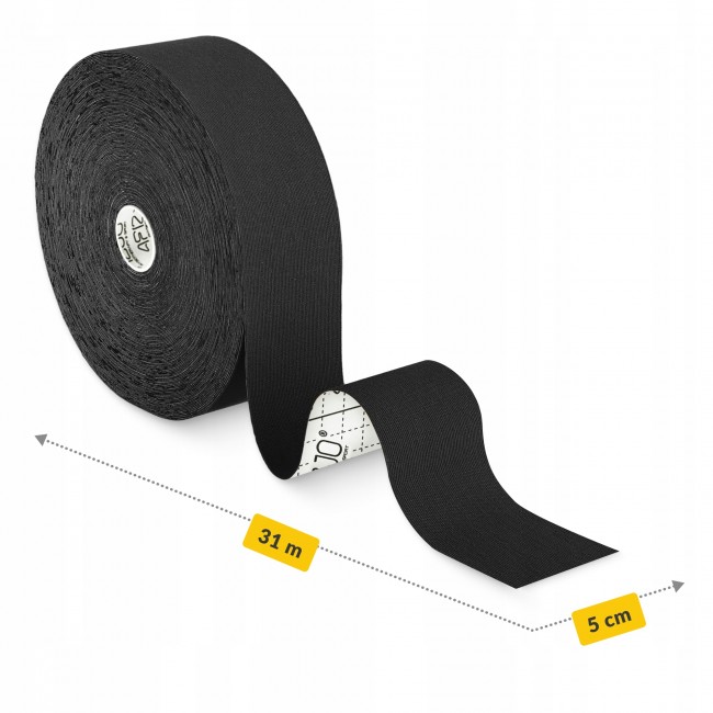 Стрічка кінезіологічна (кінезіо тейп) 4FIZJO 5 см x 31 м Black (P-5905973405522)