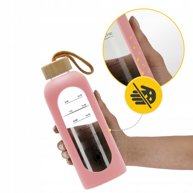 Бутылка для воды спортивная 4FIZJO 750 мл стеклянная Pink (P-5905973404204)