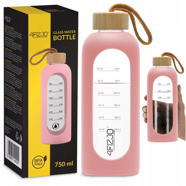 Бутылка для воды спортивная 4FIZJO 750 мл стеклянная Pink (P-5905973404204) Бутылка для воды спортивная 4FIZJO 750 мл стеклянная Pink (P-5905973404204)