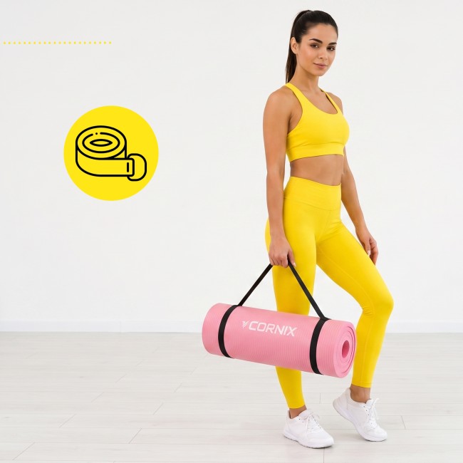 Коврик спортивный Cornix NBR 183 x 61 x 1.5 cм для йоги и фитнеса XR-0497 Pink