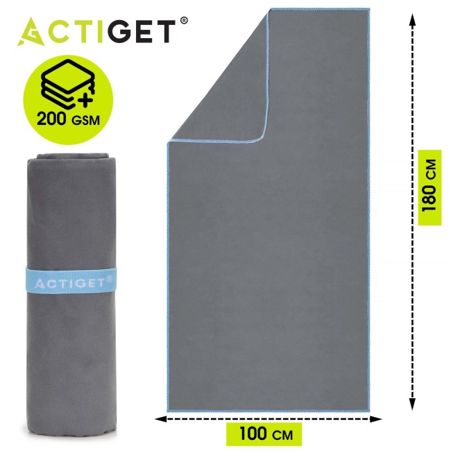 Спортивний рушник Actiget 180 x 100 см з мікрофібри ACT0190 Dark Grey