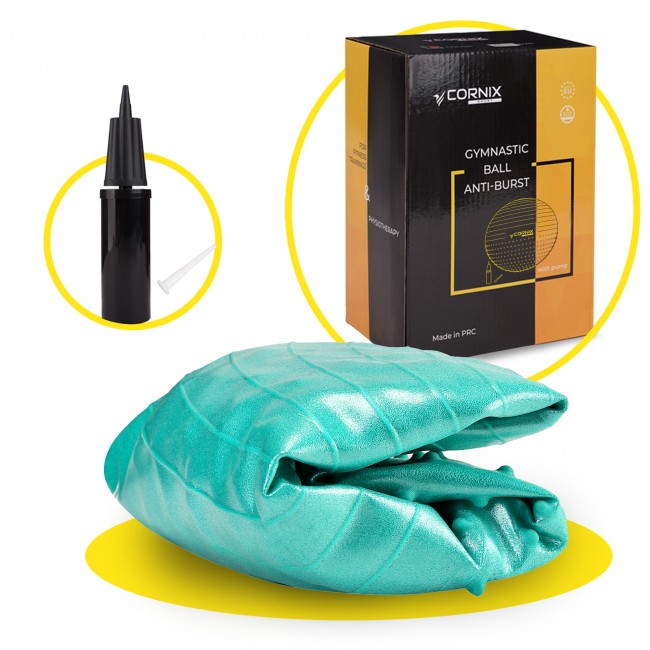 Мяч для фитнеса (фитбол) Cornix 55 см полумассажный Anti-Burst XR-0464 Mint