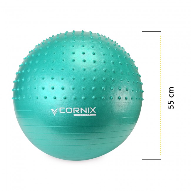 Мяч для фитнеса (фитбол) Cornix 55 см полумассажный Anti-Burst XR-0464 Mint