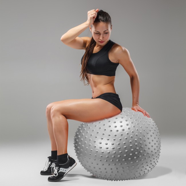 Мяч для фитнеса (фитбол) Cornix 65 см массажный Anti-Burst XR-0487 Silver