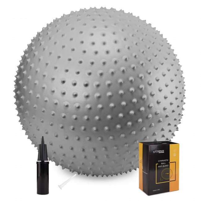 Мяч для фитнеса (фитбол) Cornix 65 см массажный Anti-Burst XR-0487 Silver