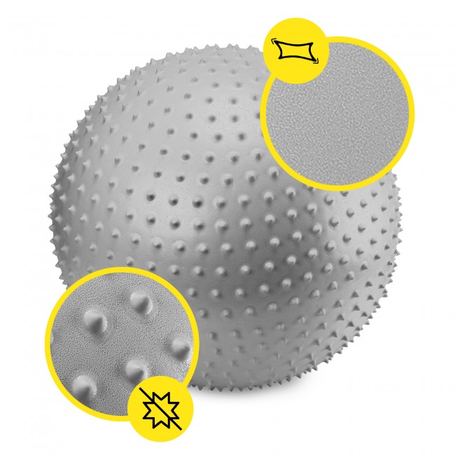Мяч для фитнеса (фитбол) Cornix 65 см массажный Anti-Burst XR-0487 Silver