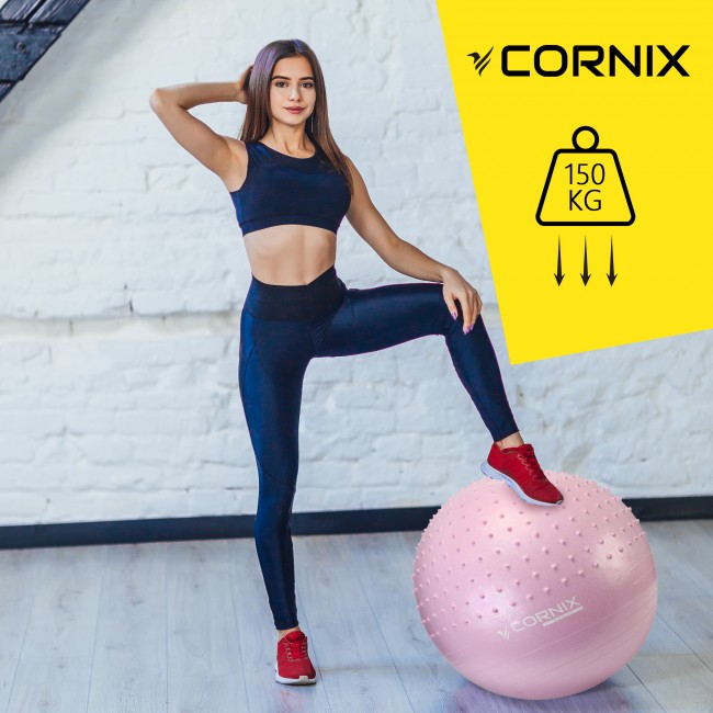 Мяч для фитнеса (фитбол) Cornix 65 см полумассажный Anti-Burst XR-0481 Light Pink