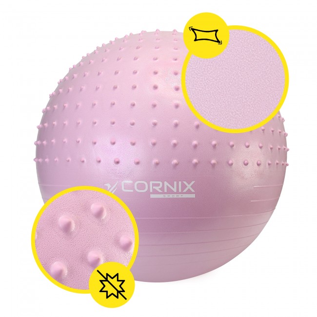 Мяч для фитнеса (фитбол) Cornix 65 см полумассажный Anti-Burst XR-0481 Light Pink