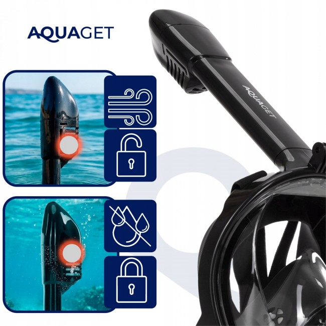 Полнолицевая маска для снорклинга Aquaget Size L/XL AQ0005 Black
