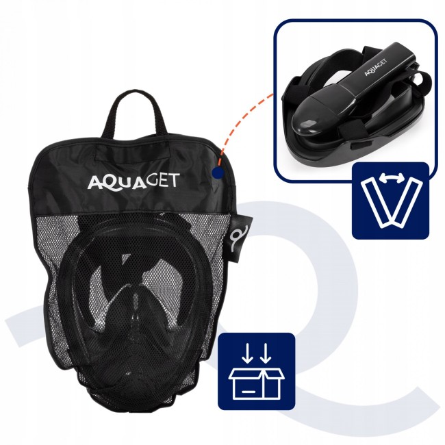 Полнолицевая маска для снорклинга Aquaget Size L/XL AQ0005 Black