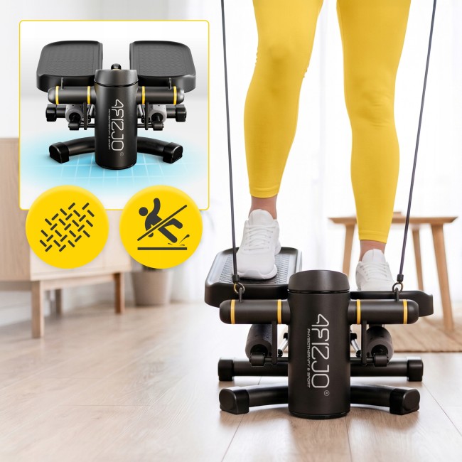 Степпер (мини-степпер) 4FIZJO ProStep X 2 в 1 с эспандерами Black (P-5905973410731)