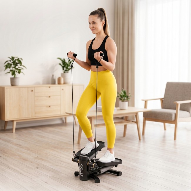Степпер (мини-степпер) 4FIZJO ProStep X 2 в 1 с эспандерами Black (P-5905973410731)