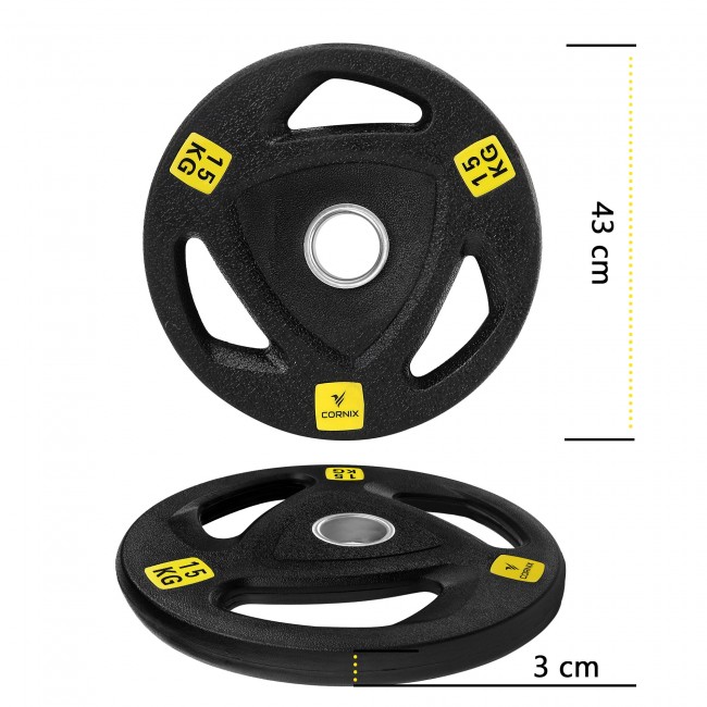 Диск олімпійський Cornix 1 x 15 кг 51 мм металевий прогумований XR-0427 Black