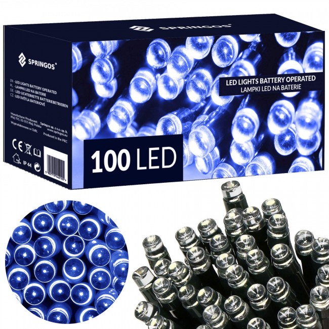 Гирлянда на батарейках Springos 10 м 100 LED CL4033 Blue