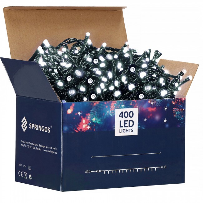 Гирлянда уличная (наружная) Springos 24 м 400 LED CL0401 Cold White