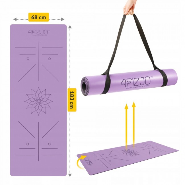 Килимок (мат) спортивний 4FIZJO PU 183 x 68 x 0.4 см для йоги та фітнесу Violet (P-5907739319548)