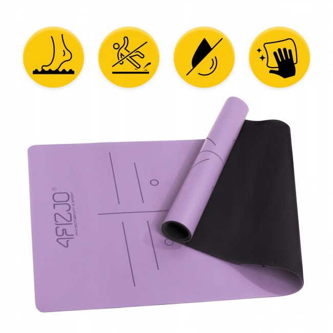 Килимок (мат) спортивний 4FIZJO PU 183 x 68 x 0.4 см для йоги та фітнесу Violet (P-5907739319548)