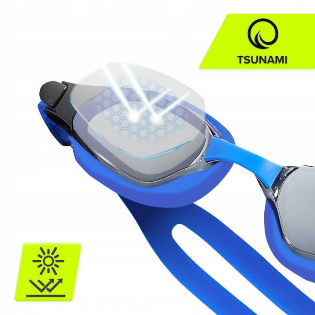 Окуляри для плавання TSUNAMI Anti-Fog 3 в 1 чохол, беруші та затискач для носа Blue (P-5905973401784)