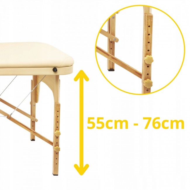 Масажний стіл складний 4FIZJO Massage Table+ Wood W60 Beige (P-5907739318367)