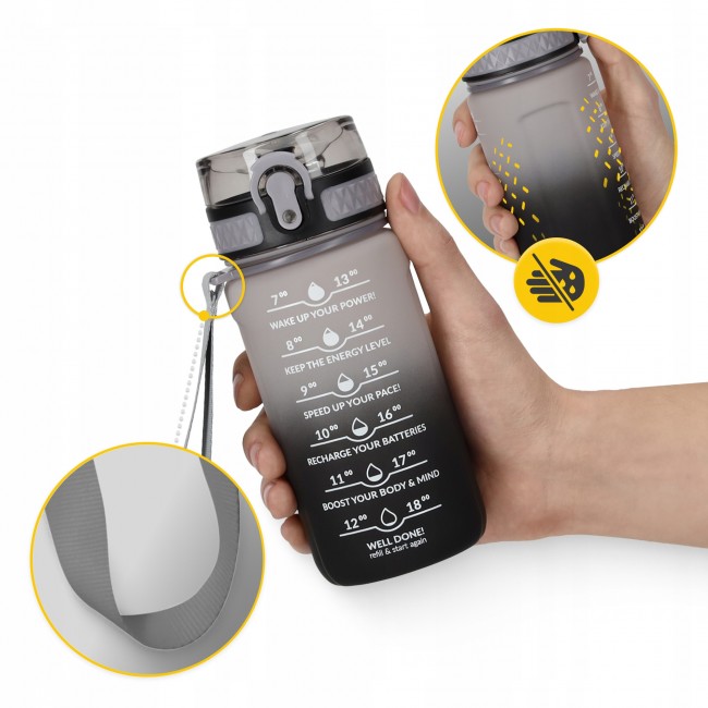 Бутылка для воды спортивная 4FIZJO 500 мл Grey/Black (P-5905973400725)