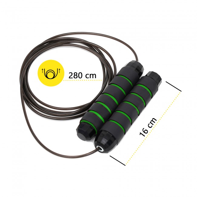 Скакалка скоростная для кроссфита Cornix Speed ​​Rope Classic с отягощением XR-0352 Black/Green