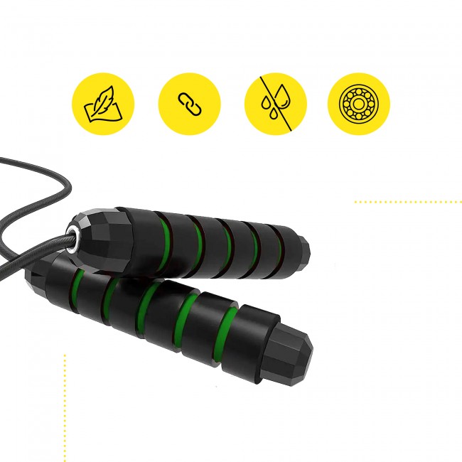 Скакалка скоростная для кроссфита Cornix Speed ​​Rope Classic с отягощением XR-0352 Black/Green
