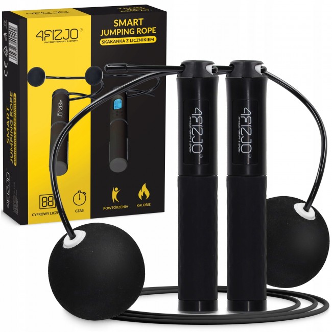 Скакалка з лічильником 4FIZJO 2 в 1 провідна/бездротова Black (P-5905973402200) Скакалка з лічильником 4FIZJO 2 в 1 провідна/бездротова Black (P-5905973402200)