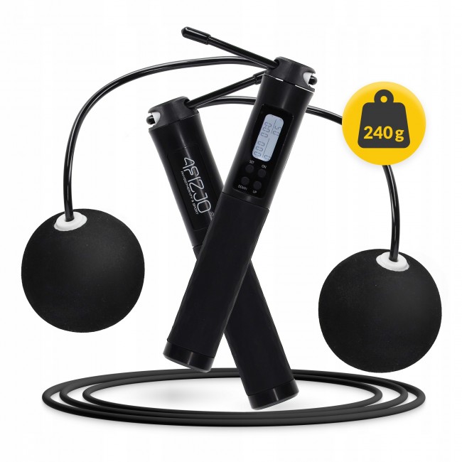 Скакалка з лічильником 4FIZJO 2 в 1 провідна/бездротова Black (P-5905973402200)