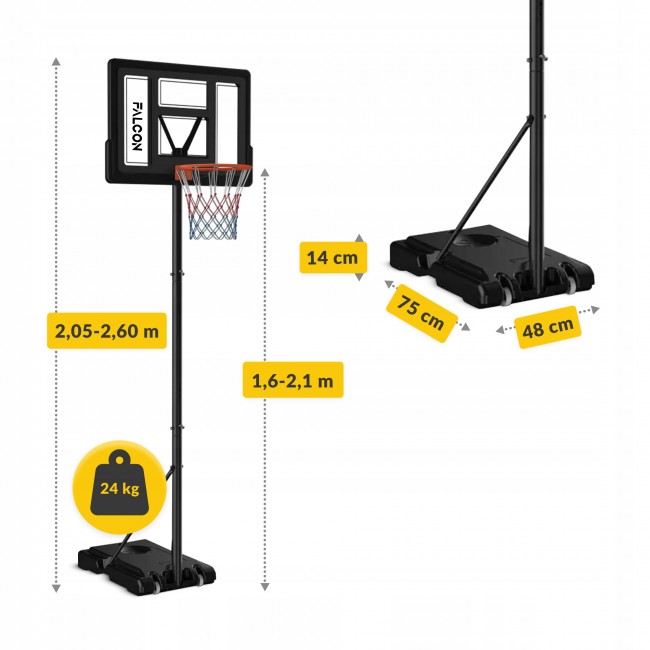 Баскетбольная стойка Falcon Junior-2 1.6-2.1 м мобильная (P-5905973405348)