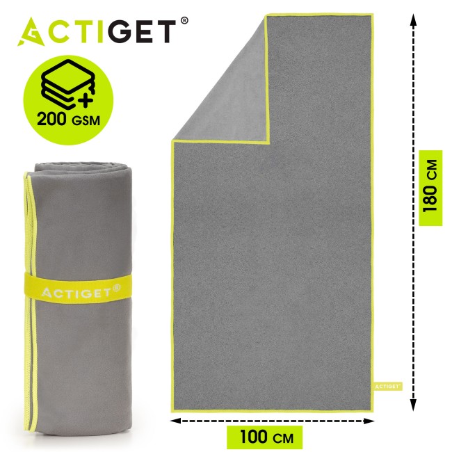 Рушник спортивний Actiget 180 x 100 см із мікрофібри ACT0192 Grey