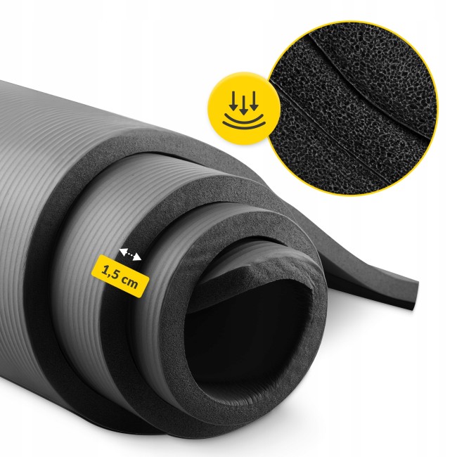 Килимок (мат) спортивний 4FIZJO NBR 190 x 100 x 1.5 см для йоги та фітнесу Black (P-5905973407120)