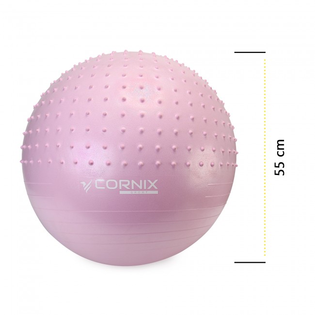 Мяч для фитнеса (фитбол) Cornix 55 см полумассажный Anti-Burst XR-0465 Light Pink