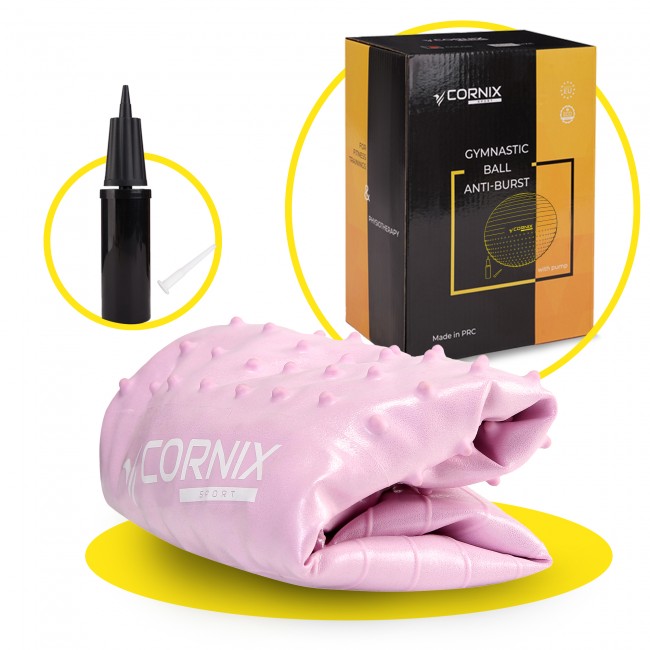 Мяч для фитнеса (фитбол) Cornix 55 см полумассажный Anti-Burst XR-0465 Light Pink