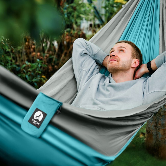 Туристичний гамак Mountain Goat 270 x 140 см з москітною сіткою, одномісний, підвісний Grey/Turquoise (P-5905973408011)