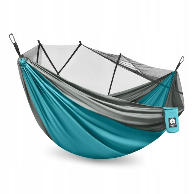 Туристичний гамак Mountain Goat 270 x 140 см з москітною сіткою, одномісний, підвісний Grey/Turquoise (P-5905973408011)