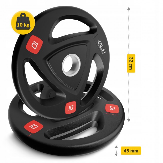 Диск олимпийский 4FIZJO 2 x 10 кг 51 мм металлический, прорезиненный Black (P-5905973401289)