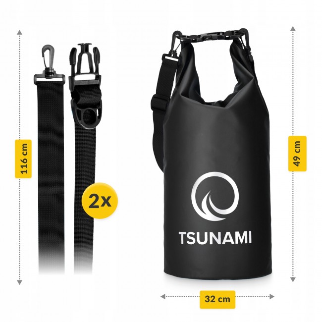 Гермомішок TSUNAMI Dry Pack 10 л водозахисний Black (P-5905973400039)
