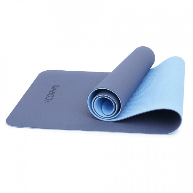 Килимок спортивний Cornix TPE 183 x 61 x 0.6 см для йоги та фітнесу XR-0003 Blue/Sky Blue