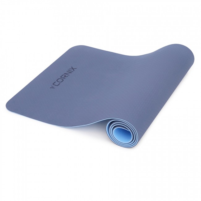 Килимок спортивний Cornix TPE 183 x 61 x 0.6 см для йоги та фітнесу XR-0003 Blue/Sky Blue