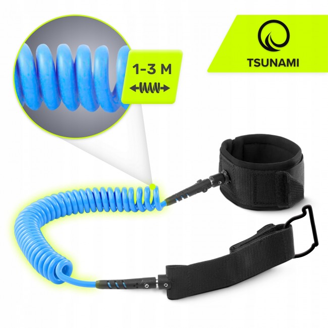 Лиш страховочный для SUP доски TSUNAMI SUP-Leash Black/Blue (P-5907739316486)