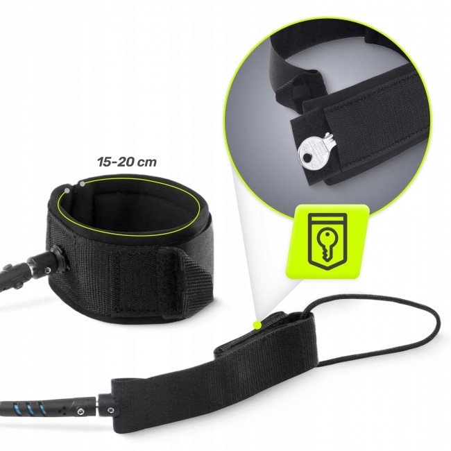 Лиш страховочный для SUP доски TSUNAMI SUP-Leash Black/Blue (P-5907739316486)