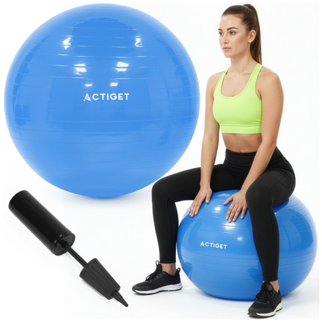 М'яч для фітнесу (фітбол) Actiget 55 см із насосом ACT0142 Blue