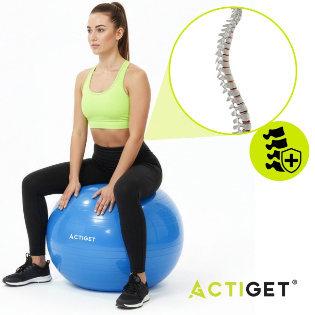 М'яч для фітнесу (фітбол) Actiget 55 см із насосом ACT0142 Blue