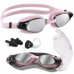 Окуляри для плавання TSUNAMI Anti-Fog 3 в 1 чохол, беруші та затискач для носа Pink (P-5905973401777)